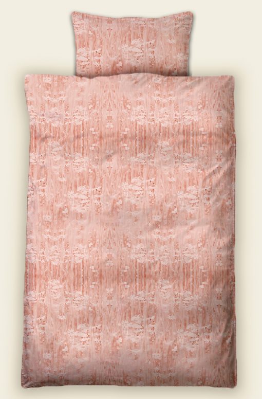 DP (Duvet & pillow) cover example. Romance daisies print design in coral- almond color-play.