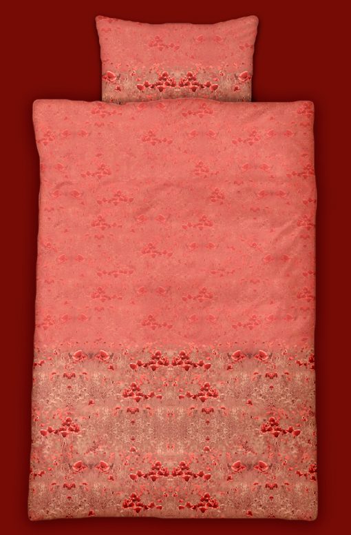 DP (Duvet & pillow) cover example. Field of poppies print design in tea-rose color play for duvet and pillow cover. B2B.