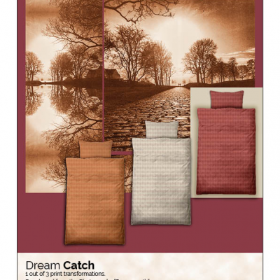 Leaflet appetizer. DP (Duvet & pillow) cover example. "Dream catch" print developed from the photo art "Dream path".