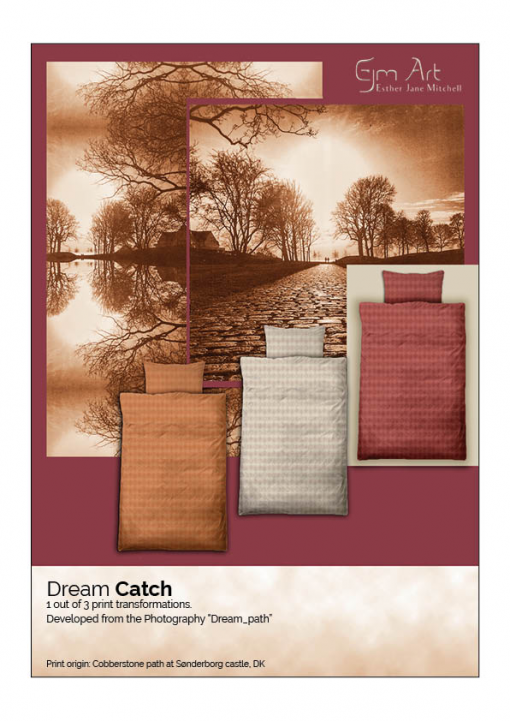 Leaflet appetizer. DP (Duvet & pillow) cover example. "Dream catch" print developed from the photo art "Dream path".