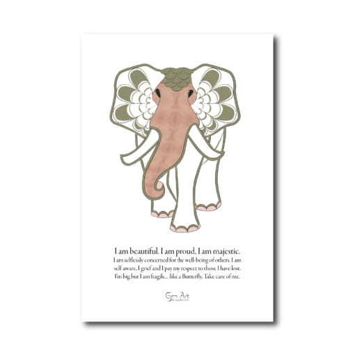Art elephant poster with text Size 24"x36"