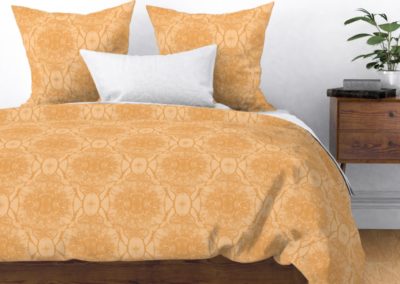 Bedding, duvet and pillow cover with dream branches print design in new-wheat color play (yellow tones)