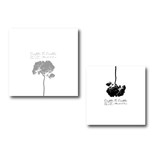 Tree Down poster with "give a tree/ take a tree" text. Size 12"x12" (30cmx40cm)