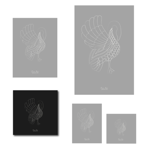 Swan sketch poster. Pristine artwork on black background. Poster dimensions: 18"x18"/ 45cmx45cm