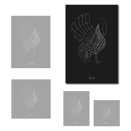 Swan sketch poster. Pristine artwork on black background. Poster dimensions: 24"x36"/ 61cmx91cm